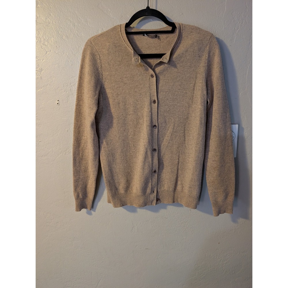 Magaschoni 100% Cashmere Cardigan Women's Small Taupe Beige Button Front Sweater